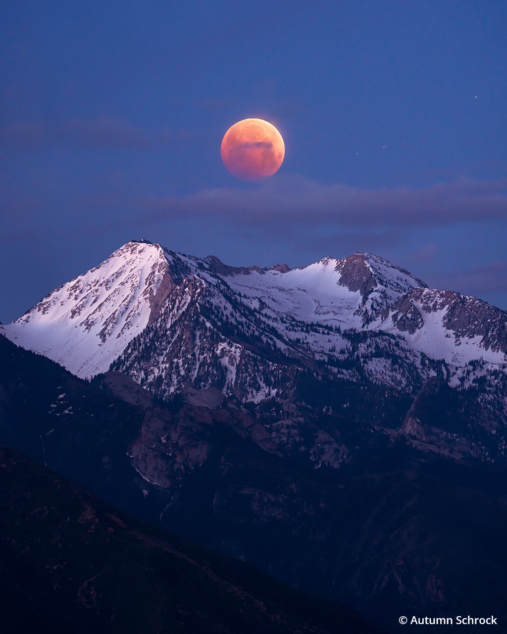 Photograph of the moon during a lunar eclipse event.