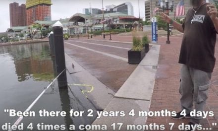 Guy Fishes Baltimore’s Inner Harbor and Attracts More Than Just Fish