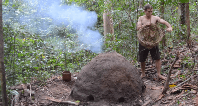 Primitive Technology: He Made a Reusable Charcoal Kiln from Mud