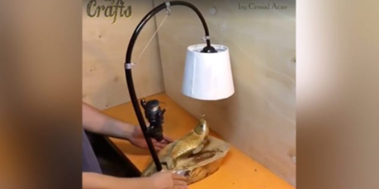 Check Out This Fast Motion Video of an Awesome Fishing Lamp Carved From a Chunk of Tree