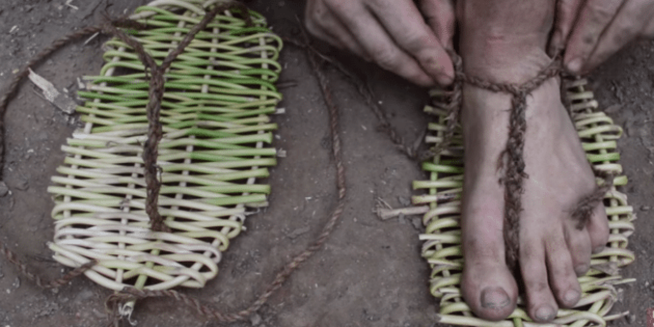 Primitive Technology: Woven Sandals Protect Your Feet in the Bush!