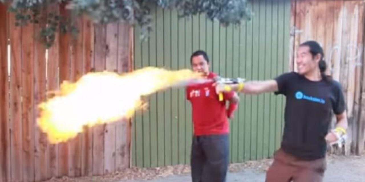 This Guy Made DIY Punch-Activated Flame Throwers, Believe That