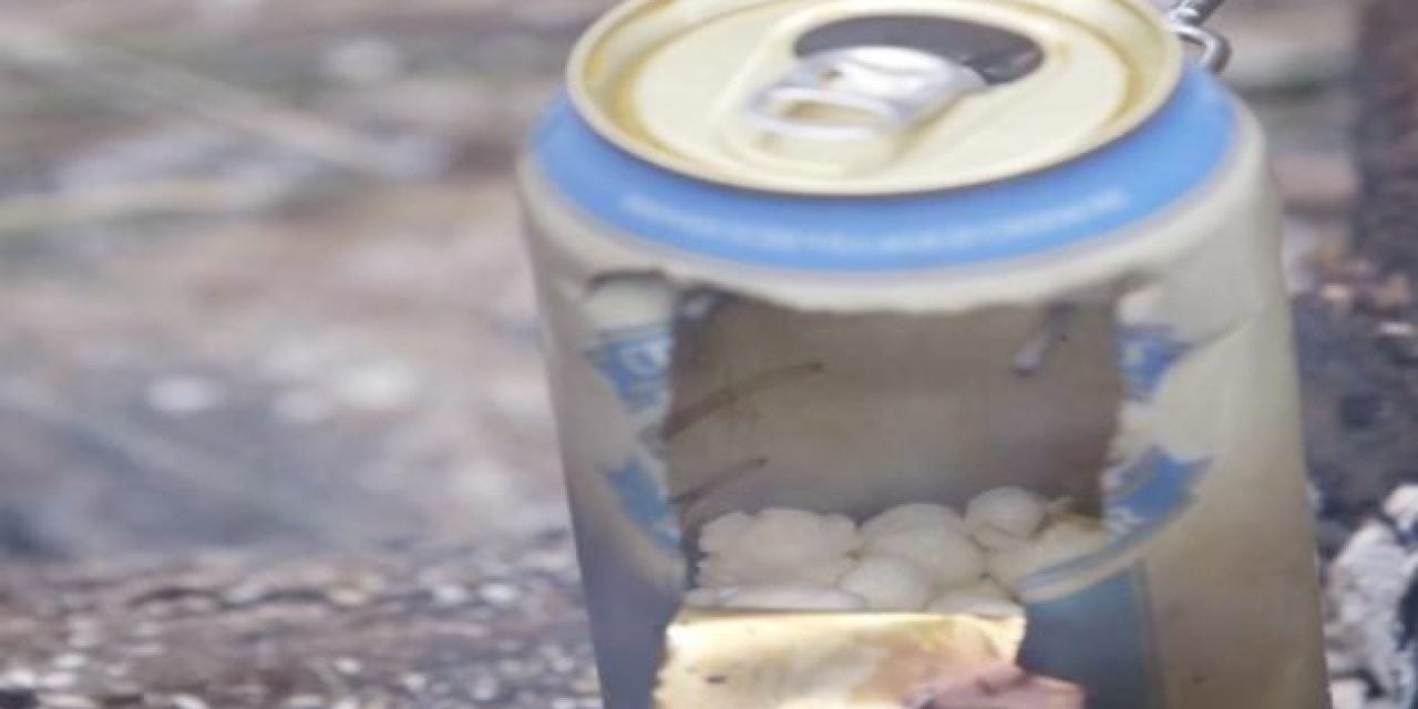 Campfire Popcorn Hack: Using An Empty Beer Can?