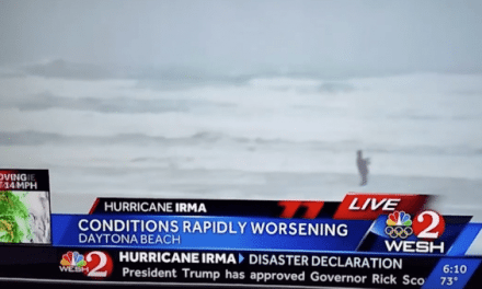 News Crew Films Guy Fishing From the Beach During Hurricane Irma