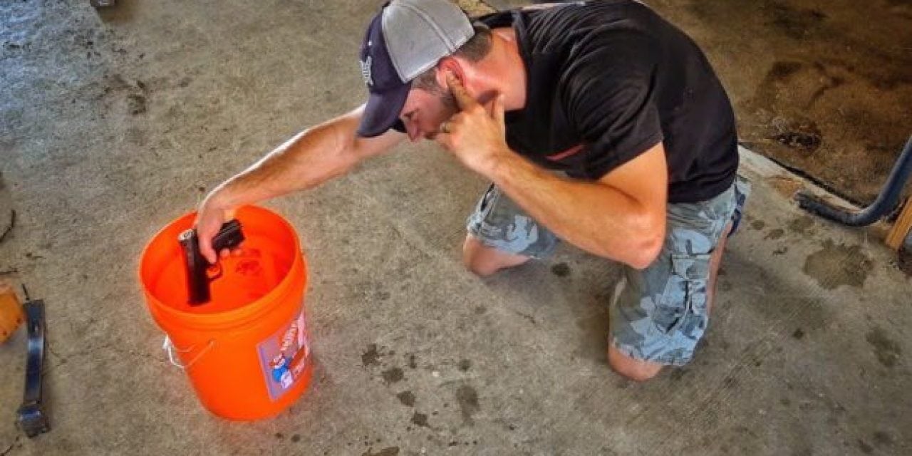 Shooting a Pistol Submerged in Gasoline