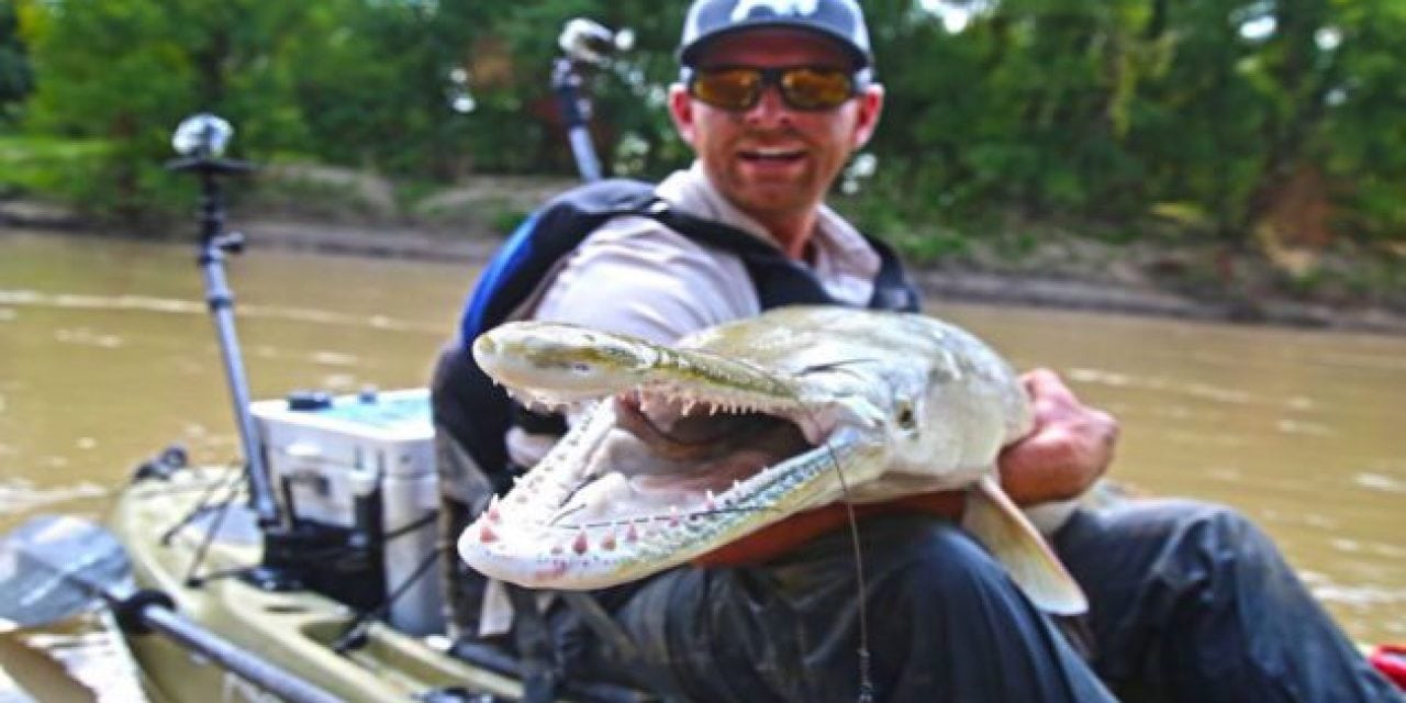 Fishing Ambassador Robert Field Boats a Bucket-List Alligator Gar from a Kayak