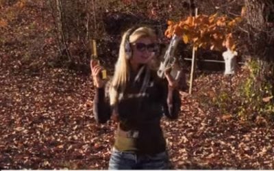 This Lady Fires Two Desert Eagle Pistols at the Same Time