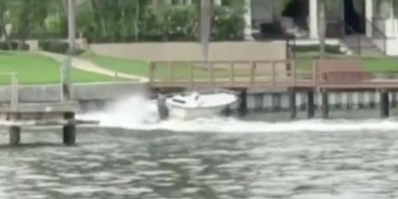 Runaway Boat Crashes into Dock at Full Speed
