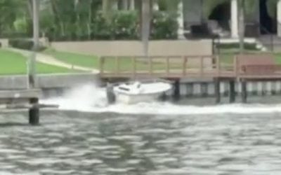Runaway Boat Crashes into Dock at Full Speed