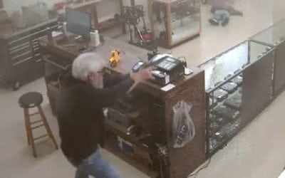 GRAPHIC: Gun Shop Robber Gets Instant Karma