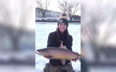 Video: Brittany Jill Takes Another Sweet Brown Trout Through the Ice