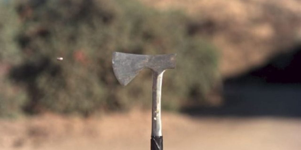 Video: Do You Think an Axe Blade Can Split a .45-Caliber Bullet?