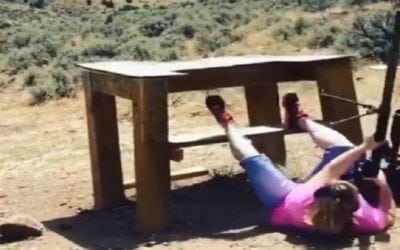Lady Takes a Tumble at the Shooting Range