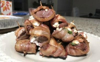Goat Cheese and Bacon Wrapped Venison Jalapeño Poppers