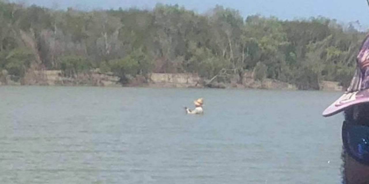 Man Spotted Fishing in Croc-Infested Waters Needs to Reassess Things