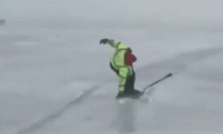 Video: Ice Fishermen Go for a Windy Ride