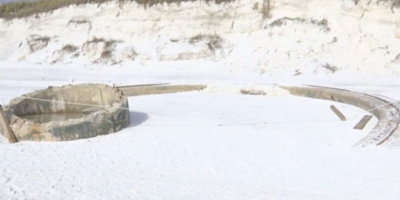 WWII Gun Mount Uncovered on Florida Beach