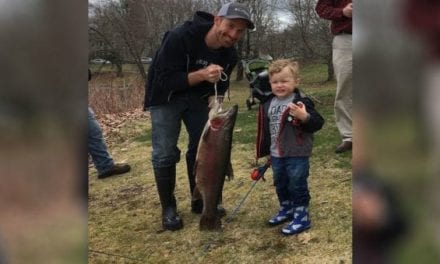 3-Year-Old Hooks Huge Rainbow Trout on Spiderman Rod