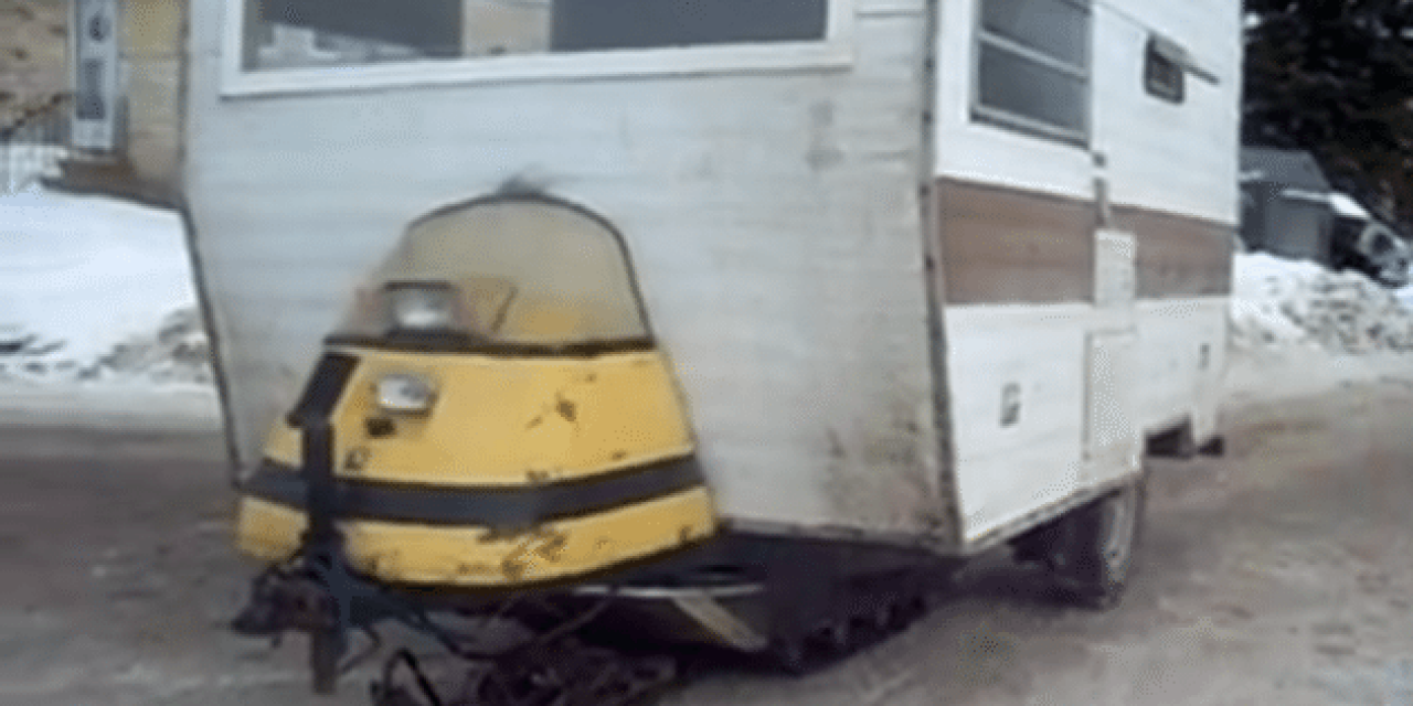 Only in Canada: Snowmobile-Powered Ice Fishing Camper