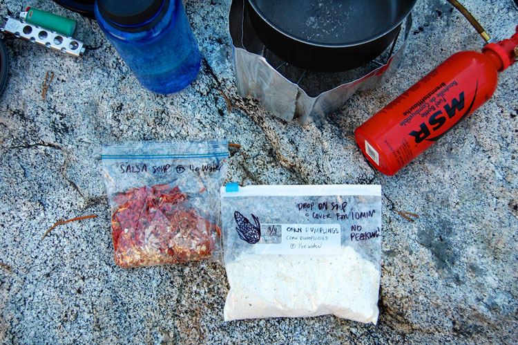 Salsa and Corn Dumpling ingredients