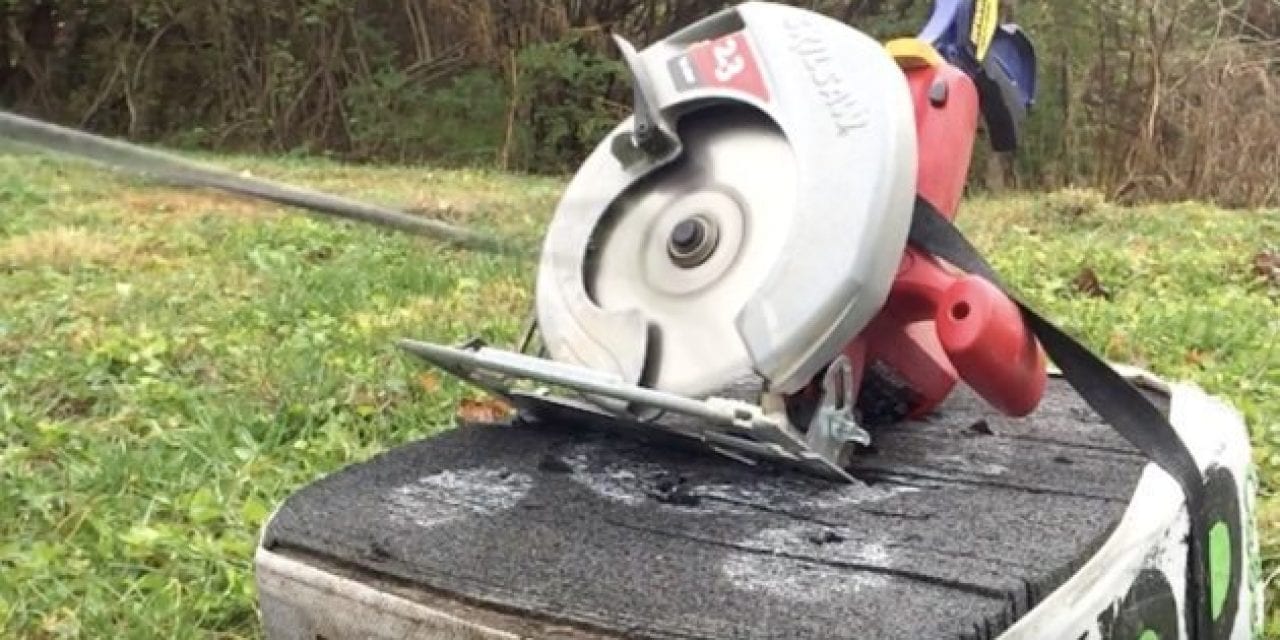 Man Shoots a Circular Saw With a Compound Bow