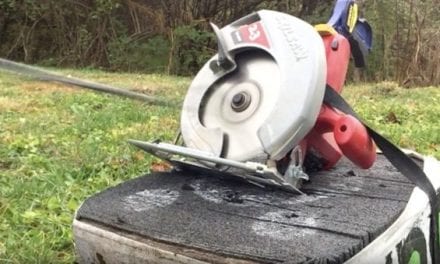 Man Shoots a Circular Saw With a Compound Bow