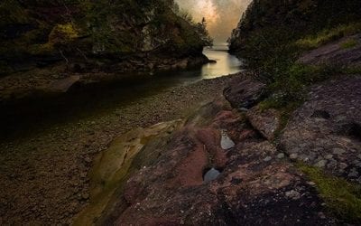 The Milky Way Through A River Gorge