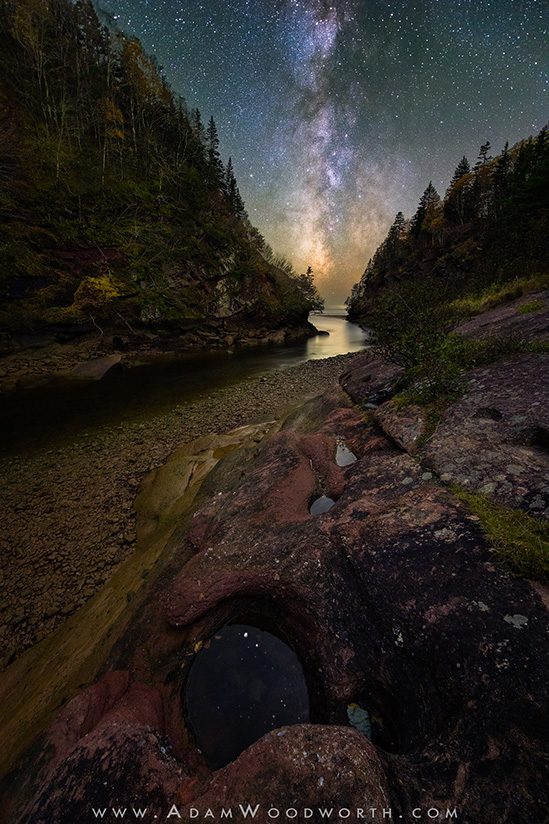 The Milky Way over a River Gorge