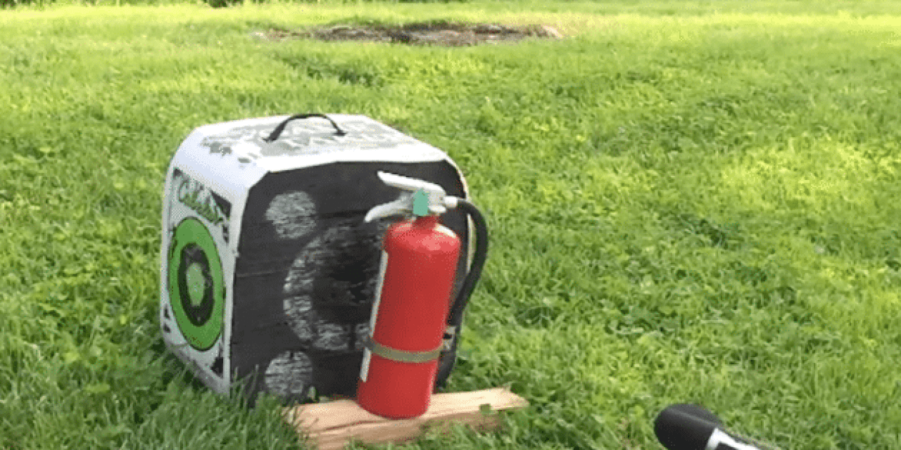 Man Shoots Fire Extinguisher With a Broadhead