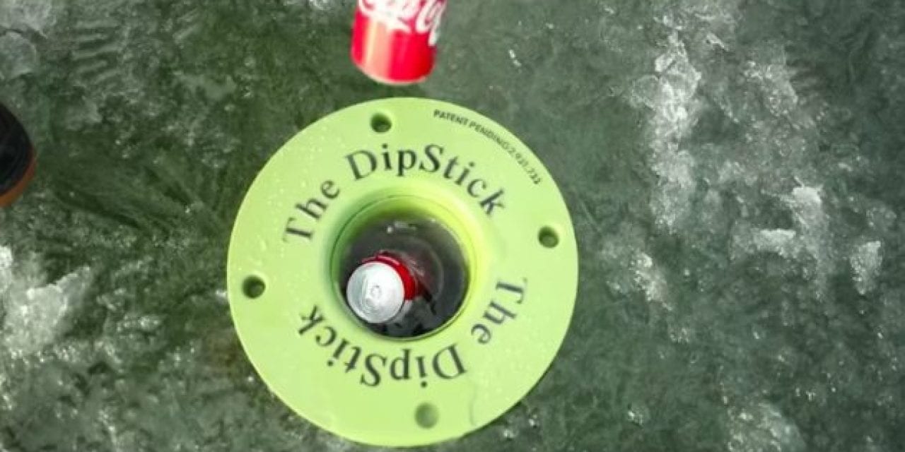 The Dipstick Beverage Cooler Keeps Drinks From Freezing While Ice Fishing