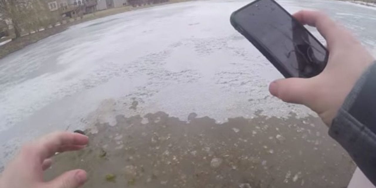 NFL Lineman Goes Through the Ice While Ice Fishing