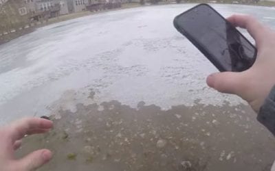 NFL Lineman Goes Through the Ice While Ice Fishing