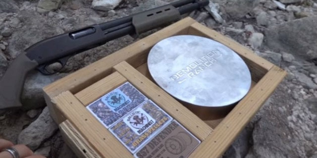 Demolition Ranch Pits Custom Shotgun Shells Against a Solid Steel Disc