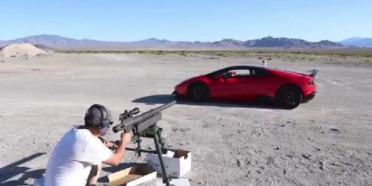 Guy Shoots a 20mm Through the Window of His Lamborghini