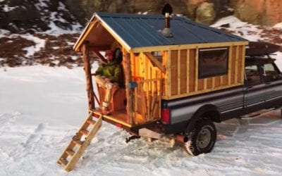 Man Builds Incredibly Cozy Tiny Cabin in Pickup Truck Bed