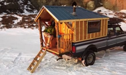 Man Builds Incredibly Cozy Tiny Cabin in Pickup Truck Bed