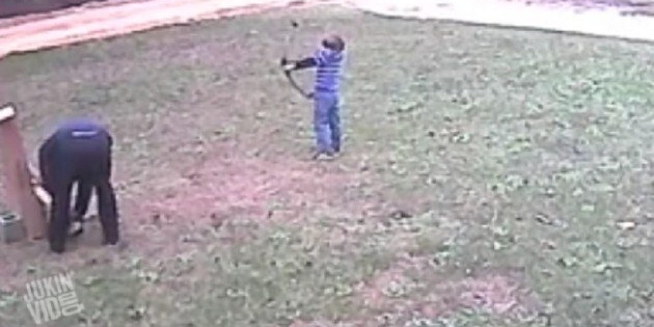 Archery Lesson Goes Wrong When Kid Takes Aim at His Dad