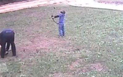 Archery Lesson Goes Wrong When Kid Takes Aim at His Dad