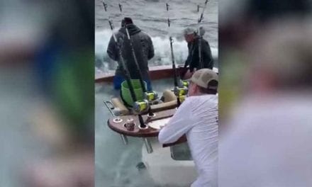 Crazy Angler Keeps Reeling in Big Fish Despite Rough Seas