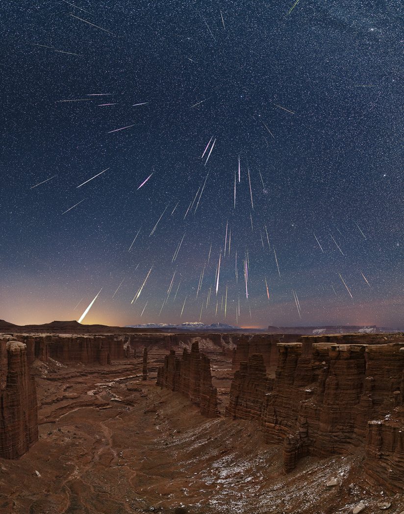 night landscape photography of a meteor shower