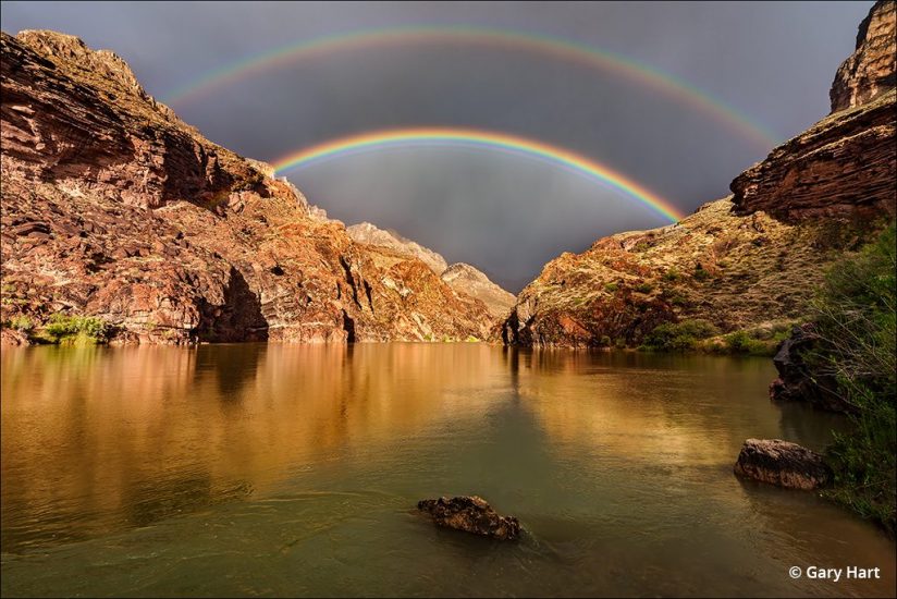 rafting Grand Canyon double rainbow photo