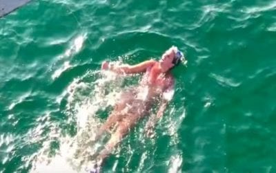 Woman Interrupts Fishermen By Swimming Carelessly Around Pier