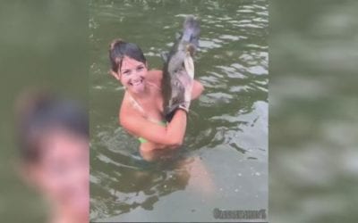 Hannah Barron Hand-Catches Mean-Spirited Catfish