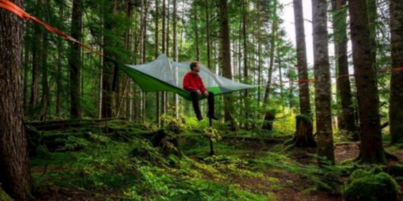 Set up a Hanging Tent at a Scenic Campground for a Breathtaking View