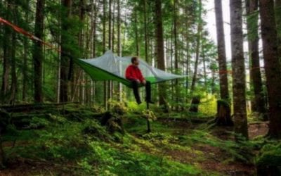 Set up a Hanging Tent at a Scenic Campground for a Breathtaking View