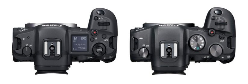 Image of the top of the Canon EOS R5 and EOS R6