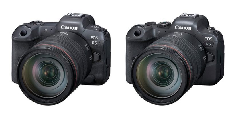 Image of the front of the Canon EOS R5 and Canon EOS R6