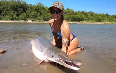 Woman Boats Giant Rio Grande Alligator Gar That is Bigger Than Her
