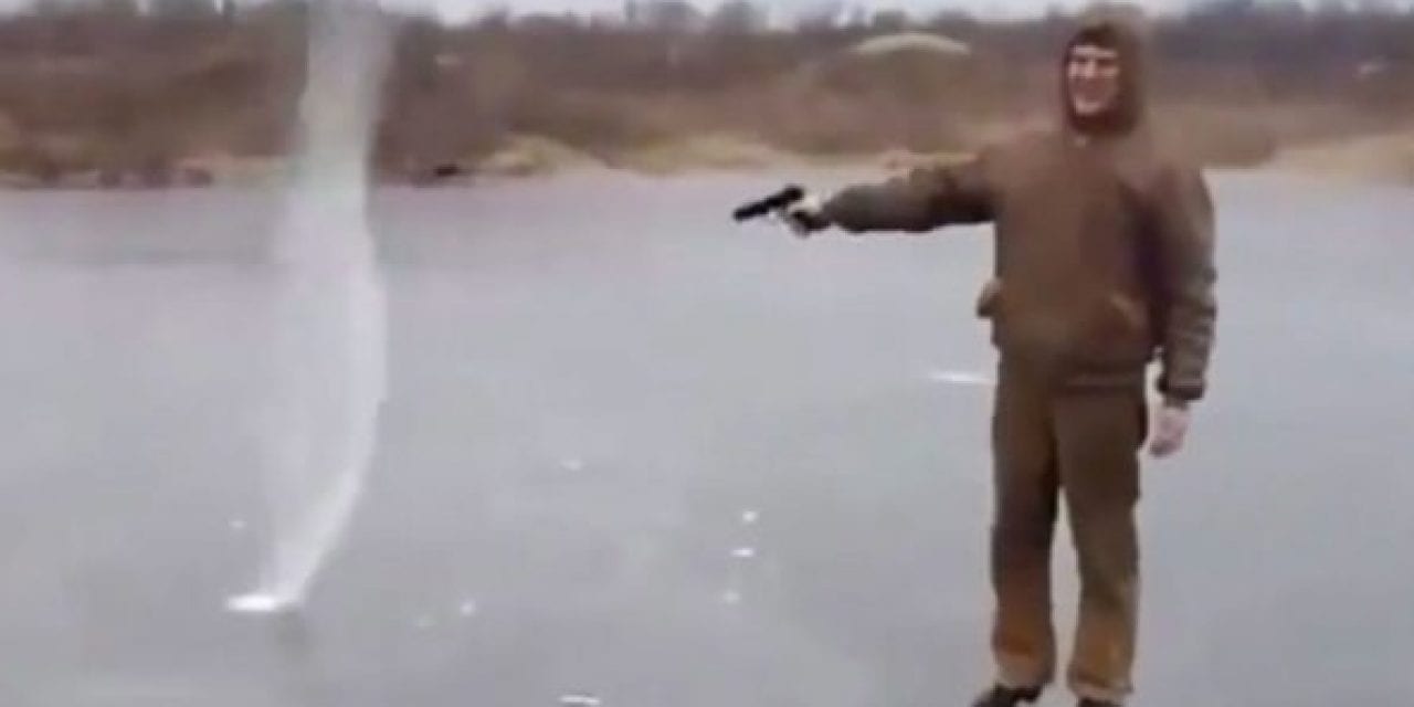 Man Tries to Make Bullet Spin By Shooting a Frozen Lake