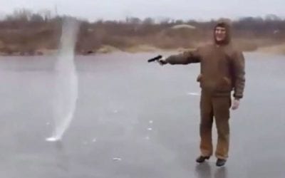 Man Tries to Make Bullet Spin By Shooting a Frozen Lake